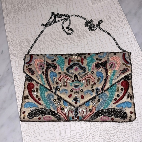 djula Handbags - DJULA PARIS BEADED ENVELOPE PURSE WITH CHAIN